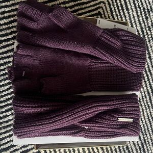 Purple Knit Gloves and Scarf Set
